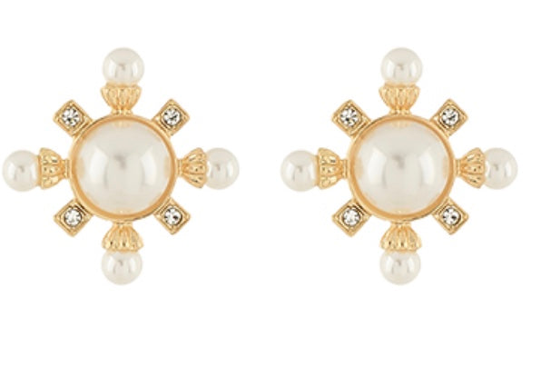 Crystal & Pearl Sunburst Earrings