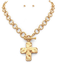 Load image into Gallery viewer, Chunky Cross &amp; Chain Toggle Necklace Set
