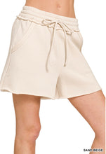 Load image into Gallery viewer, FLEECE RAW HEM SHORTS WITH DRAW STRING
