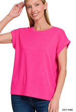 Load image into Gallery viewer, COTTON MODAL SLUB ROLLED SLEEVE TEE
