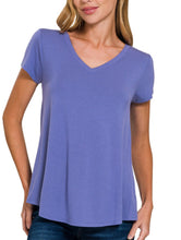 Load image into Gallery viewer, RAYON SHORT SLEEVE V-NECK ROUND HEM TOP
