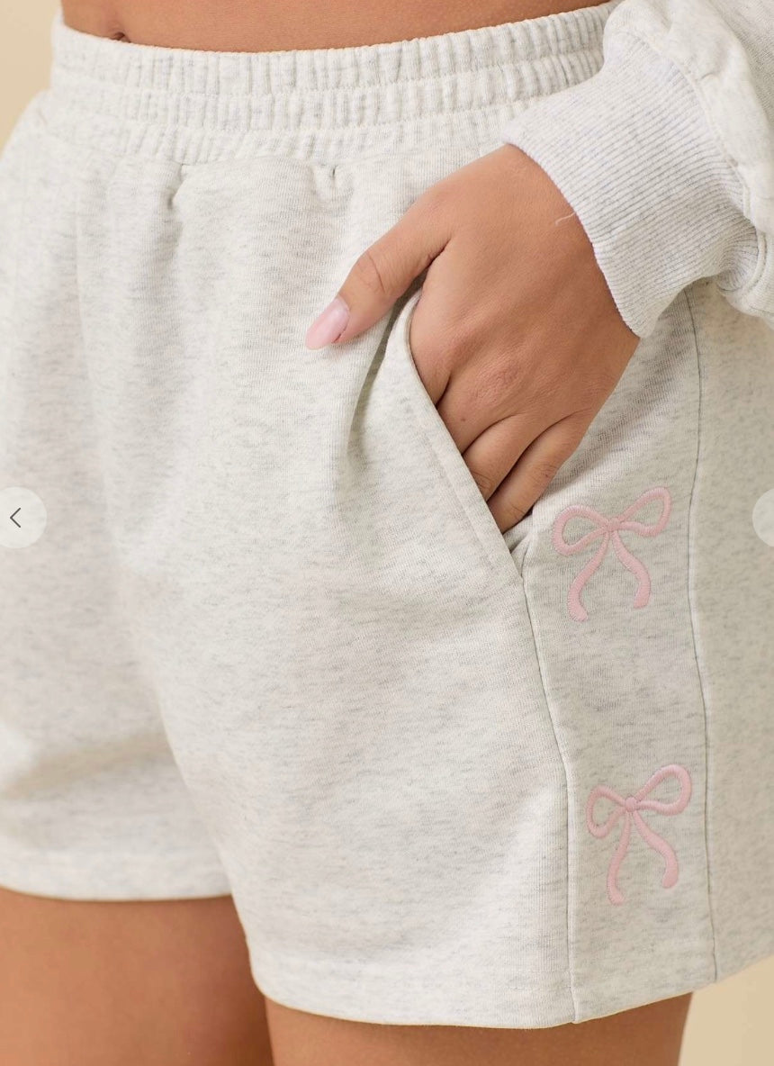 Knit Shorts With Side Ribbon Bow