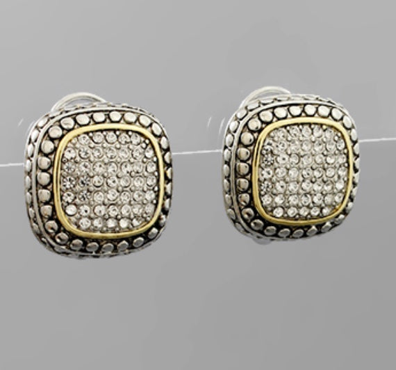 Clip On Rhinestone Earrings