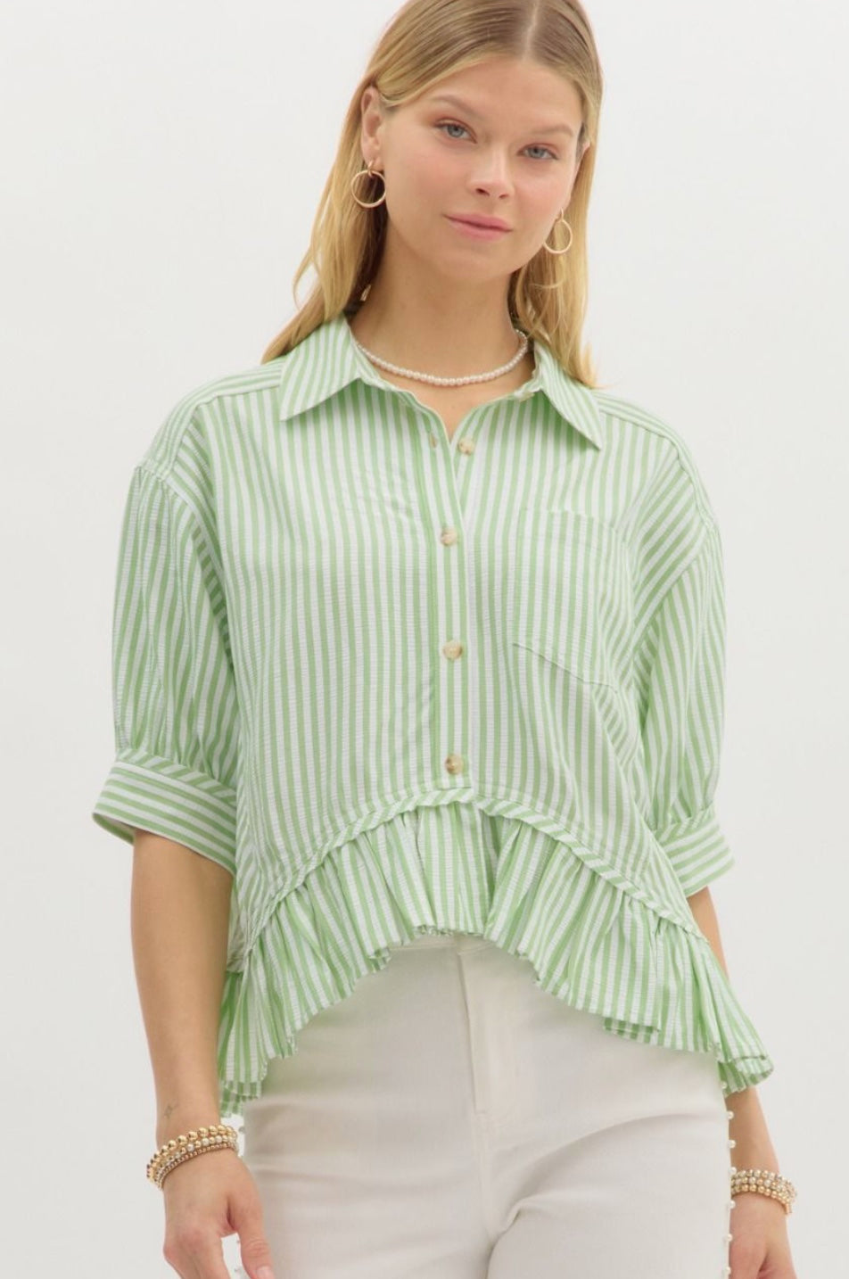 Stripe Pattern Cuff Band Top