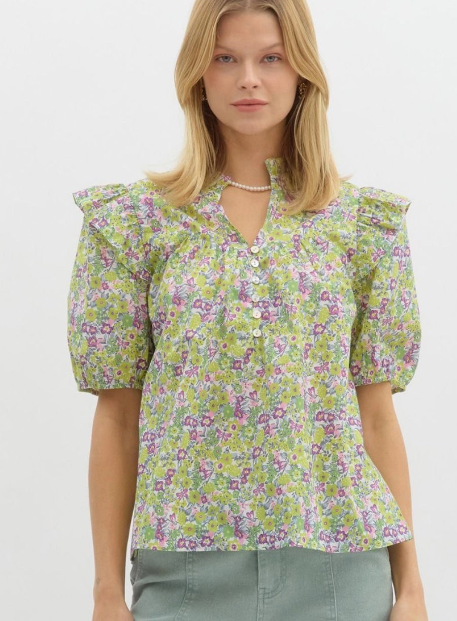 Multicolor ditsy floral print