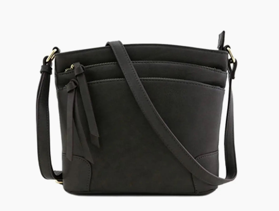 Rachel Front Double Zip Crossbody Bag