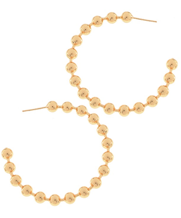 Gold Beaded Hoops