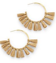 Load image into Gallery viewer, RAFFIA FRINGE HOOPS
