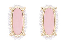 Load image into Gallery viewer, Pearl Beads &amp; Oval Stone Earrings
