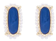 Load image into Gallery viewer, Pearl Beads &amp; Oval Stone Earrings
