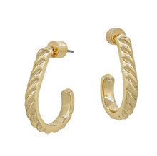 Load image into Gallery viewer, WATER RESISTANT WAVE TEXTURED 1' TEARDROP HOOPS
