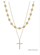 Load image into Gallery viewer, BEADED AND CROSS LAYERED NECKLACE
