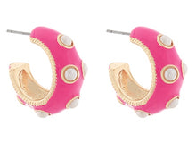 Load image into Gallery viewer, Color Coated Pearl Station Hoops
