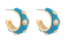 Load image into Gallery viewer, Color Coated Pearl Station Hoops
