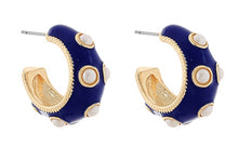 Load image into Gallery viewer, Color Coated Pearl Station Hoops

