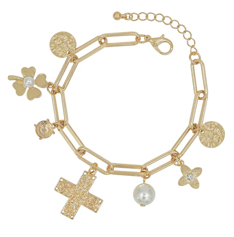 Bracelet with Cross and Coin Charm