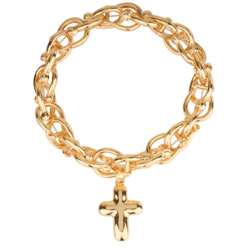 Cross Layered Metal Stretch Bracelet
