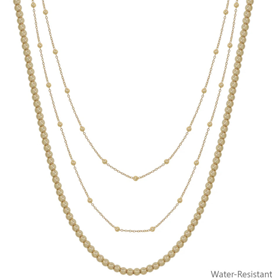 / Triple Layered  Gold Chain Necklace