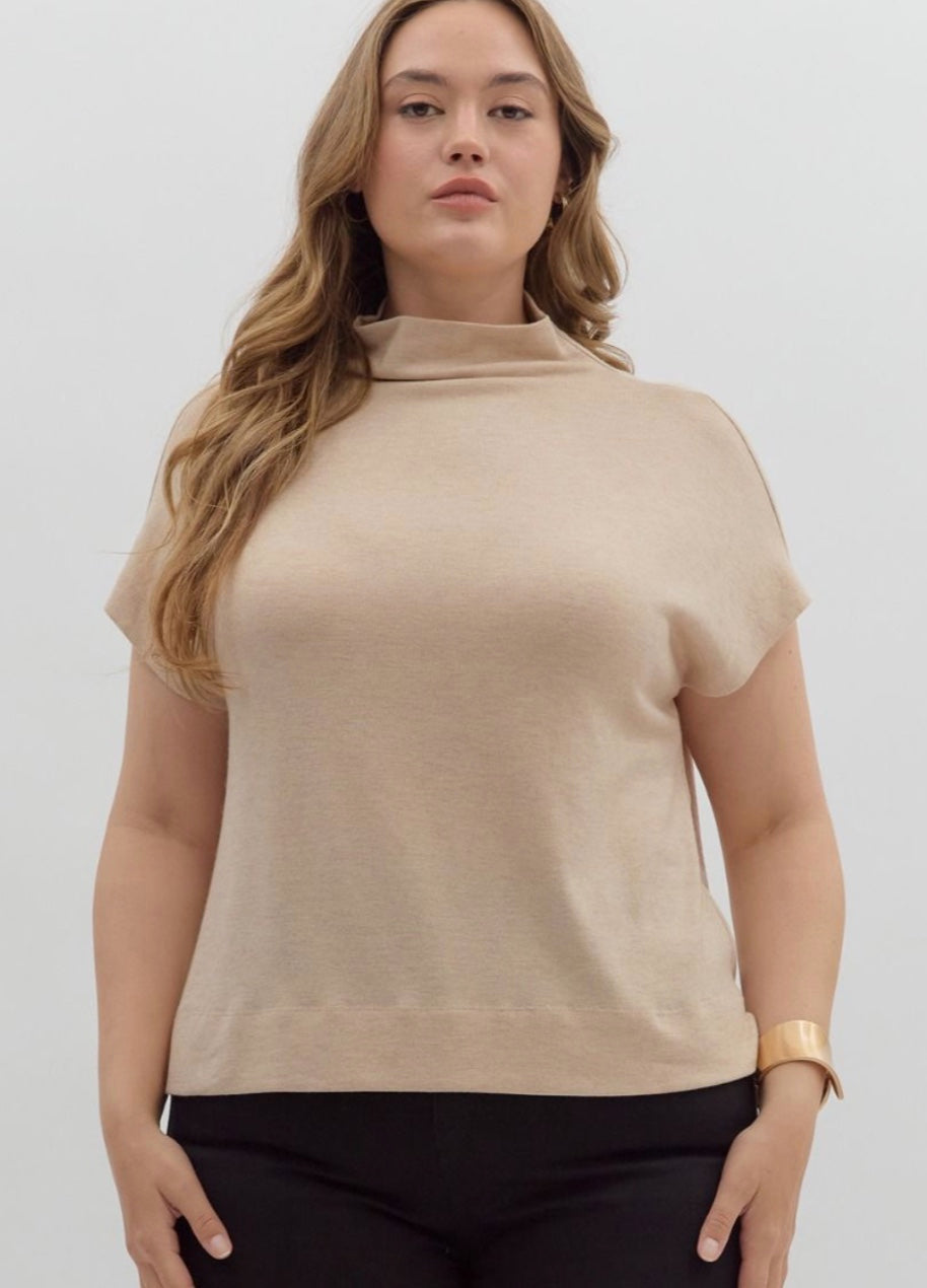 CURVY-mock neck pullover top