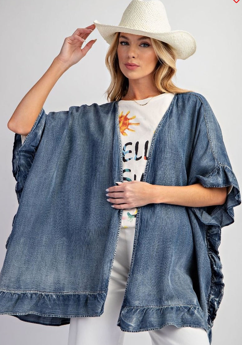 WASHED DENIM CARDIGAN