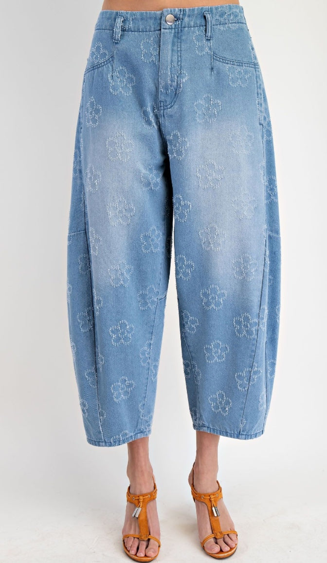 FLORAL PATTERN  BARREL PANTS