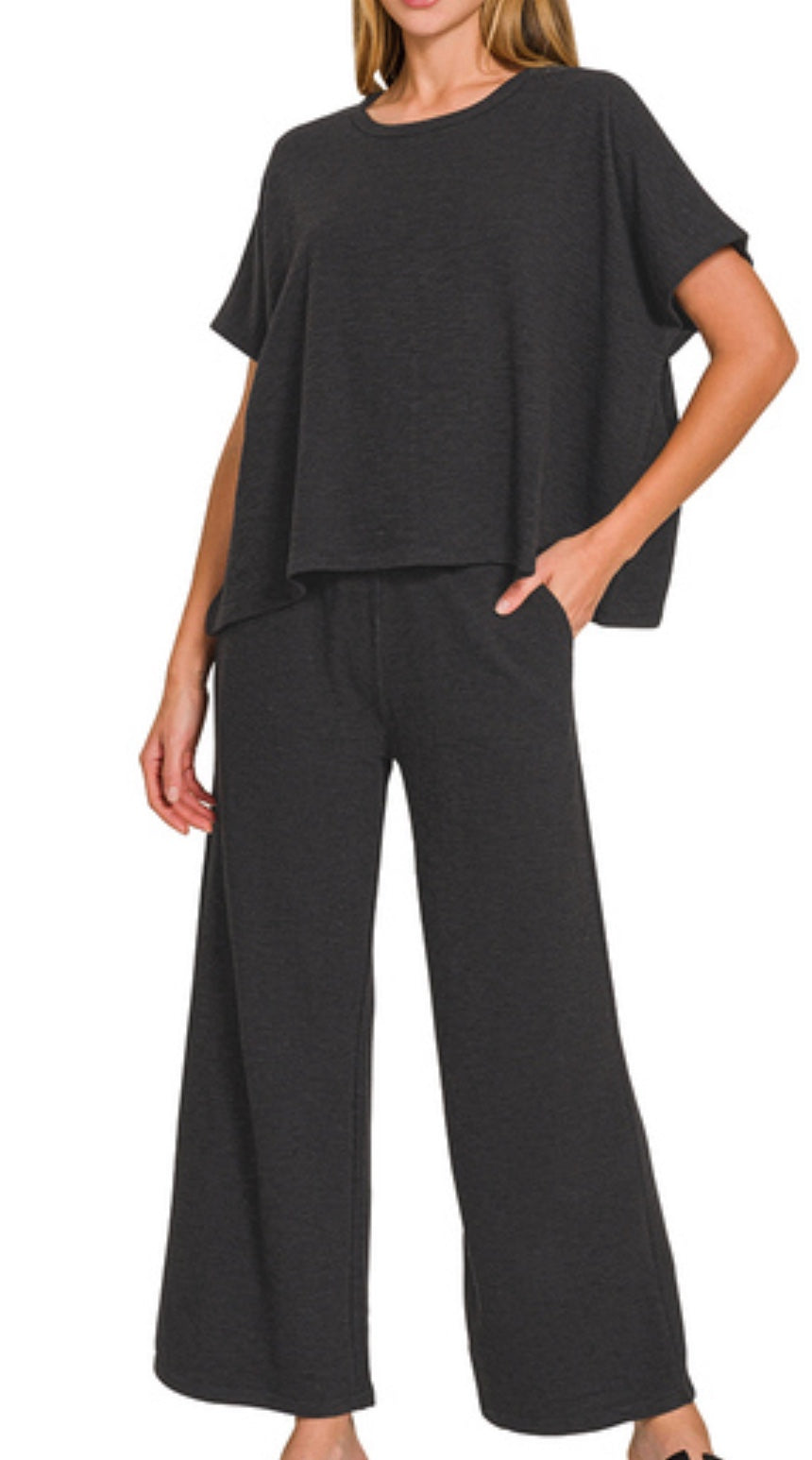 / COTTON SLUB TOP & PANTS SET