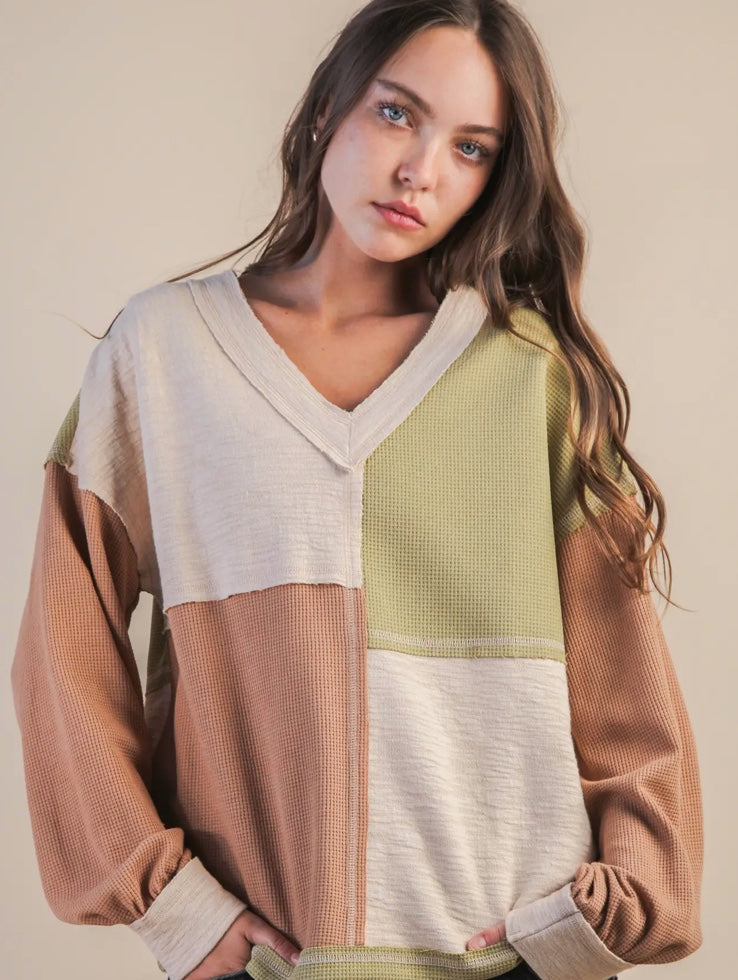 Block Casual Knit Top