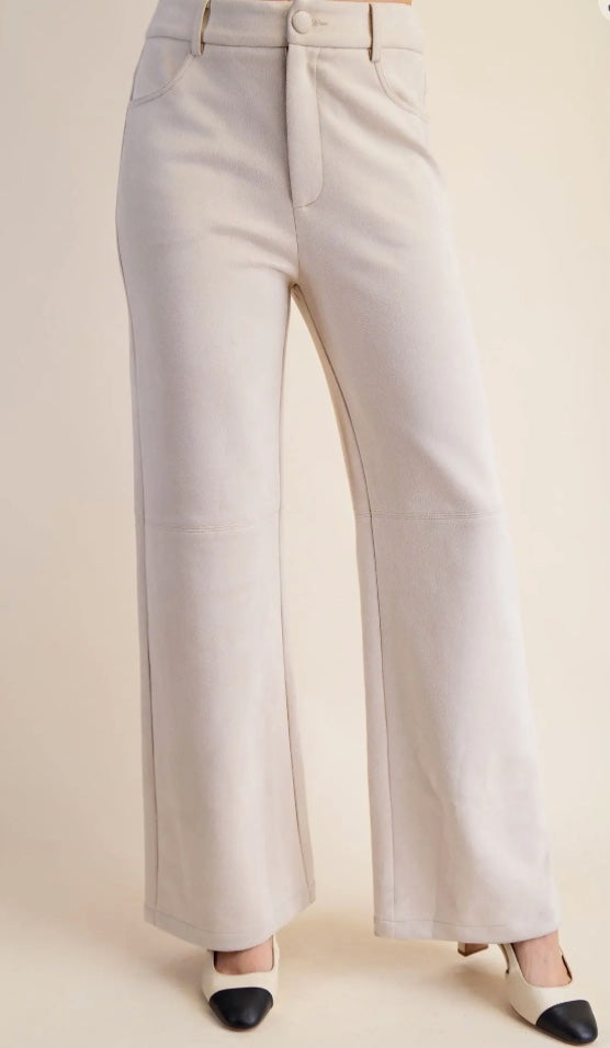 Straight Leg Suede Pants