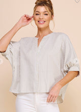 Load image into Gallery viewer, Rose Pinstripe Blouse-SAGE
