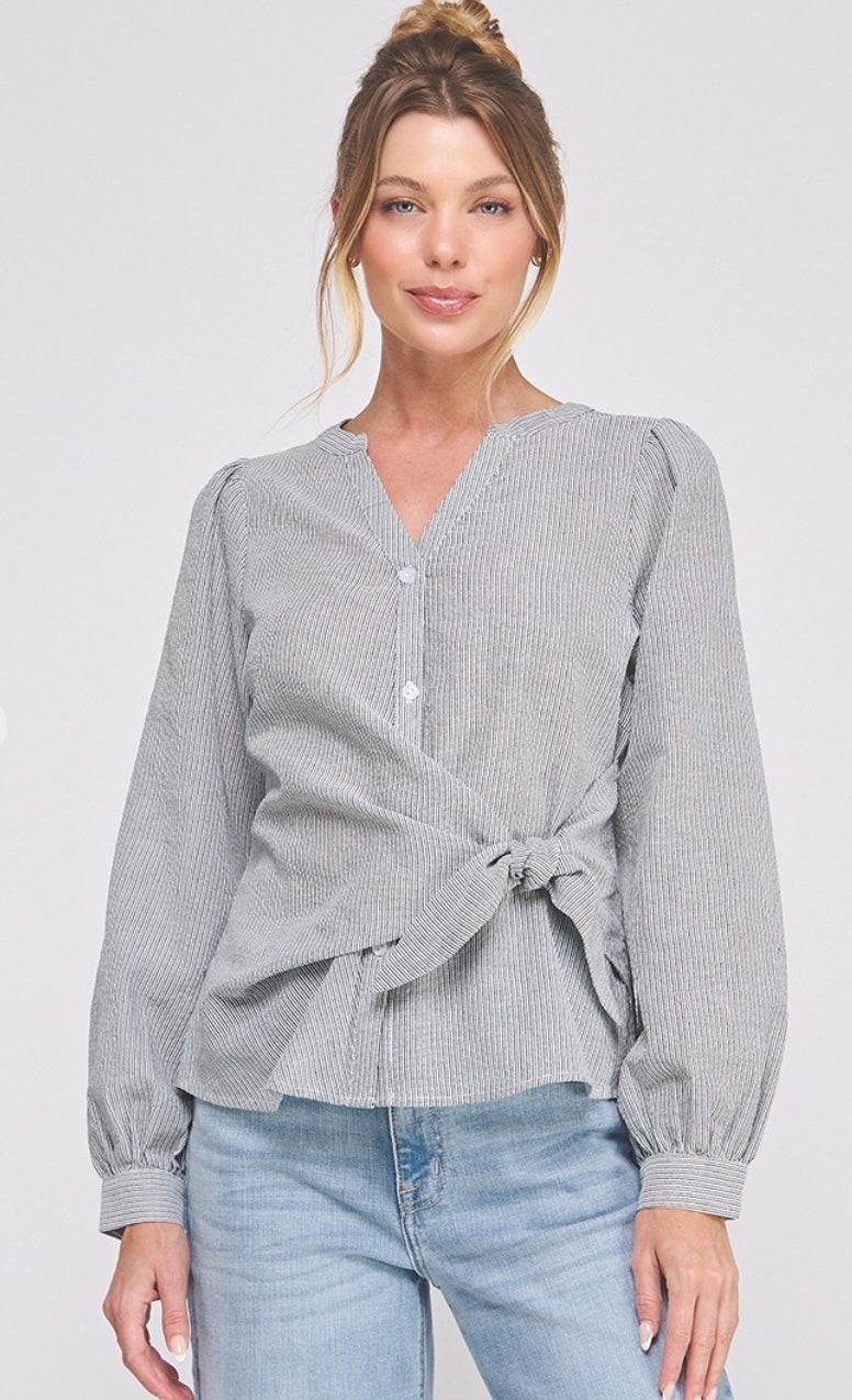Side Wrap-tie Blouse