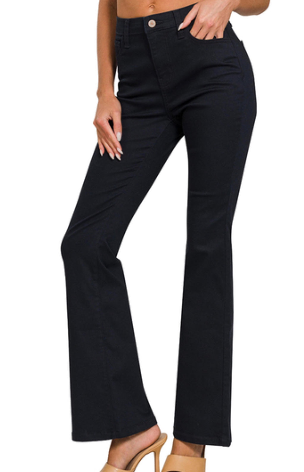 HIGH-RISE BOOTCUT COLOR HYPER-STRETCH PANTS