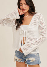 Load image into Gallery viewer, FRONT TIE CROCHET SWEATER KNIT CARDIGAN
