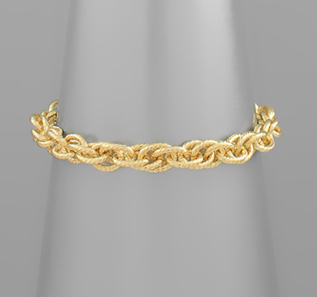 Brass Textured Link Chain Bracelet