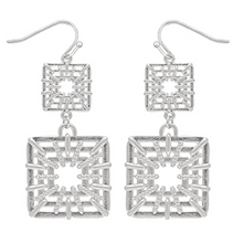Load image into Gallery viewer, Triple Layer Square Link Earrings
