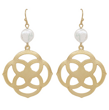 Load image into Gallery viewer, Geo Metal &amp; Pearl Accent Earrings
