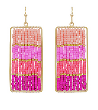 Load image into Gallery viewer, Rectangle Beaded Wire Earrings
