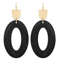 Load image into Gallery viewer, Wood Oval Faceted Dangle Earrings
