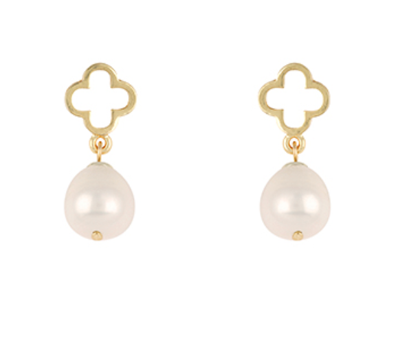 Clover & Pearl Dangle Earrings