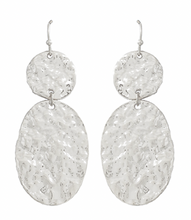 Load image into Gallery viewer, Hammered Disc &amp; Oval Drop Earrings
