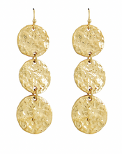 Load image into Gallery viewer, Hammered Texture Disc 3 Drop Earrings
