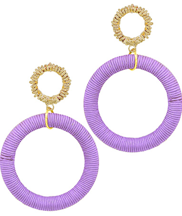 Texture & Wrapped Circle 2 Drop Earrings
