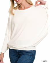 Load image into Gallery viewer, RIBBED BATWING LONG SLEEVE BOAT NECK SWEATER
