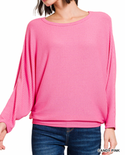 Load image into Gallery viewer, RIBBED BATWING LONG SLEEVE BOAT NECK SWEATER
