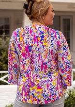 Load image into Gallery viewer, Multicolor Printed 3/4 Sleeve Split Neck Plus Size Tunic Top
