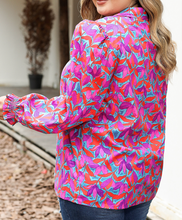 Load image into Gallery viewer, Multicolour Plus Size Floral Print Ruffled Puff Sleeve Shirt
