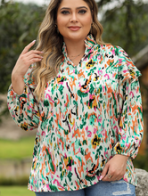 Load image into Gallery viewer, Multicolor Abstract Print Ruffled V Neck Plus Size Blouse
