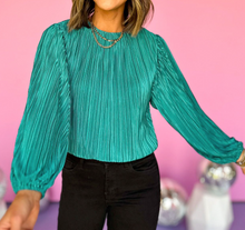 Load image into Gallery viewer, Bonbon Pleated Luster Long Sleeve Top
