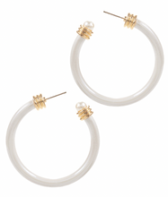 Load image into Gallery viewer, Color Coated Metal &amp; Edge Pearl Hoops
