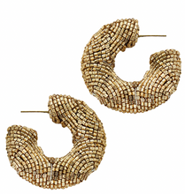 Load image into Gallery viewer, Metallic Seed Bead Open Hoops
