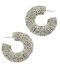 Load image into Gallery viewer, Metallic Seed Bead Open Hoops
